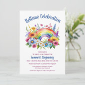 Beltane Summer Floral Rainbow Sabbat Party Einladung (Stehend Vorderseite)
