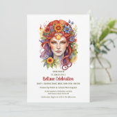 Beltane Summer Goddess Floral Sabbat Party Einladung (Stehend Vorderseite)