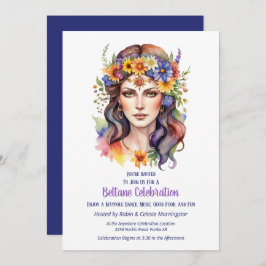 Beltane Summer Goddess Floral Sabbat Party Einladung