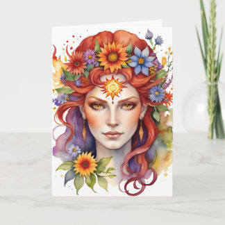 Beltane Summer Goddess Floral Wicca Sabbat Feiertagskarte