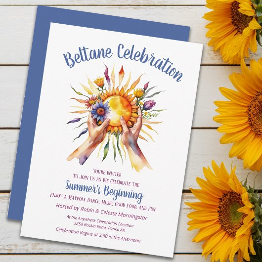 Beltane Summer Sun Floral Sabbat Party Einladung