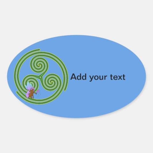 Beltane Triskele mit Fairy Ovaler Aufkleber (Vorderseite)