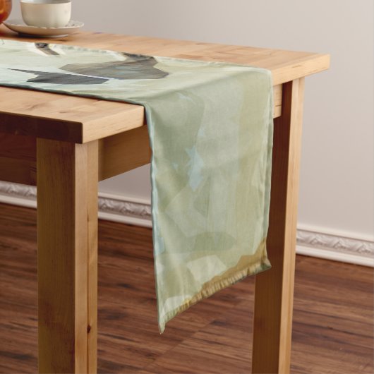 Belted Kingfisher am Rivers Edge Abstrakt Kurzer Tischläufer (Beispiel)