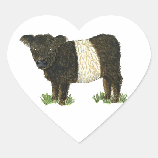 'Beltie' Belted Galloway Herz-Aufkleber (Vorderseite)