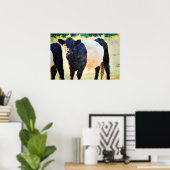 Beltie Kuh Aquarellmalerei Galloway Art Poster (Heimbüro)