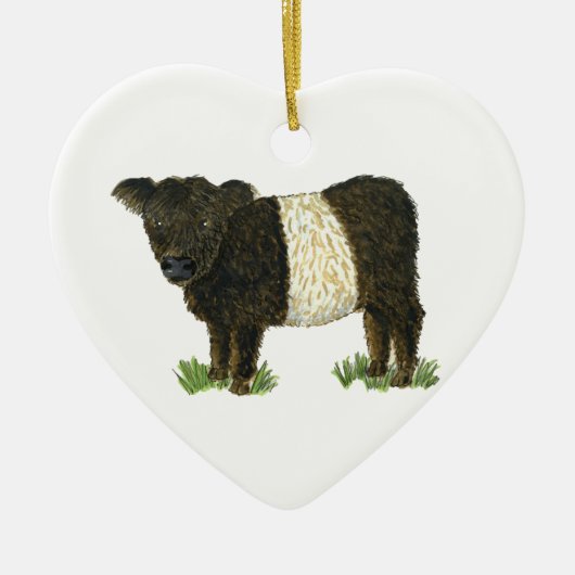 "Beltie" umgeschnallter Galloway Keramik Ornament (Vorne)