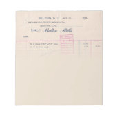 Belton Mills Belton, SC Receipt Notepad Notizblock (Vorderseite)