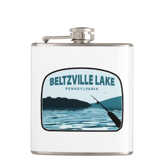 Beltzville Lake Pennsylvania Angelrute Flachmann (Vorderseite)