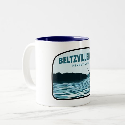 Beltzville Lake Pennsylvania Angelrute Zweifarbige Tasse (Vorderseite Links)