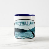 Beltzville Lake Pennsylvania Angelrute Zweifarbige Tasse (Mittel)