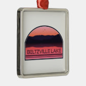 Beltzville Lake Pennsylvania Red Sunrise Ornament Aus Metall (Rechts)