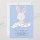 Belüftete Bunny Rabbit Boy Babydusche Einladung (Vorderseite)