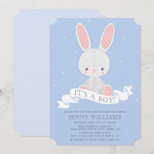 Belüftete Bunny Rabbit Boy Babydusche Einladung