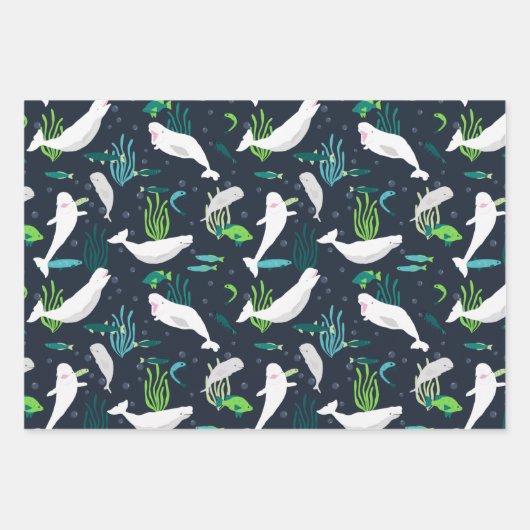 Beluga Party Geschenkpapier Set (Vorderseite)