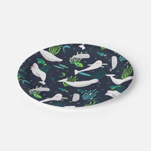 Beluga Party Pappteller (Schrägansicht)