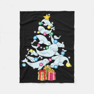 Beluga-Wal-Christbaum-Wale Weihnachten Fleecedecke