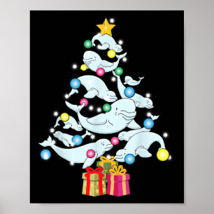 Beluga-Wal-Christbaum-Wale Weihnachten Poster