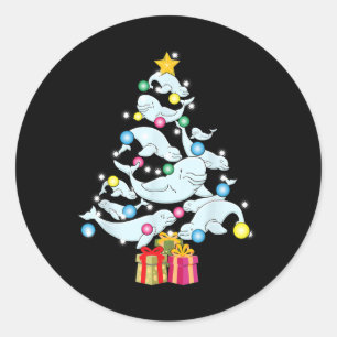 Beluga-Wal-Christbaum-Wale Weihnachten Runder Aufkleber