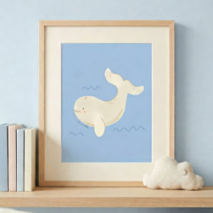 Beluga-Wal-Nachwuchs Kunstprint   Lass dich treibe Fotodruck