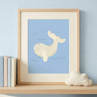 Beluga-Wal-Nachwuchs Kunstprint | Lass dich treibe Fotodruck