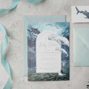 Beluga-Wal-Ozean-Baby-Party Einladung