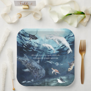 Beluga-Wal   Ozean-Baby-Party Pappteller