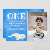 Beluga Whale Arktische Ozeane Foto Erster Geburtst Einladung (Vorne/Hinten)