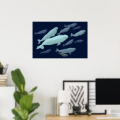 Beluga Whale Art Print Marinelife Whale Malerei Poster (Heimbüro)