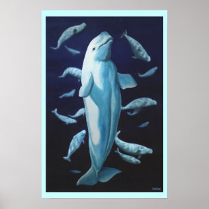 Beluga Whale Art Print Marinelife Whale Malerei Poster