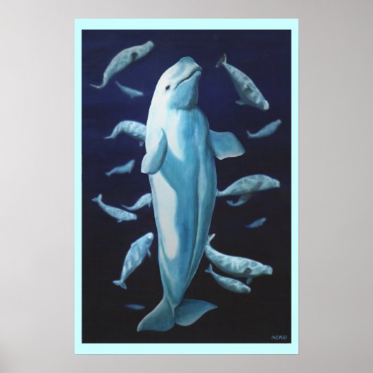 Beluga Whale Art Print Marinelife Whale Malerei Poster (Vorne)