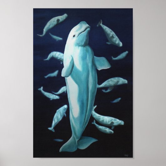 Beluga Whale Art Print Marinelife Whale Malerei Poster (Vorne)