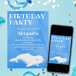 Beluga Whale Blue and White Arctic Ocean Birthday Einladung