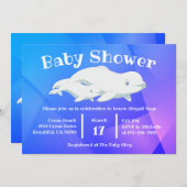 Beluga Whale Blue, Pink Arctic Ocean Baby Shower Einladung (Vorne/Hinten)