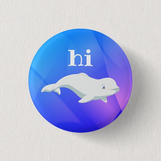 Beluga Whale Blue, Pink, Purple Arctic Ocean Button (Vorderseite)