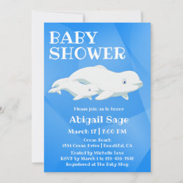 Beluga Whale Blue, White Arctic Ocean Baby Show Einladung