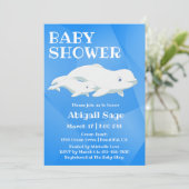 Beluga Whale Blue, White Arctic Ocean Baby Show Einladung (Stehend Vorderseite)