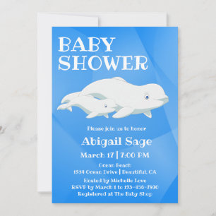 Beluga Whale Blue, White Arctic Ocean Baby Show Einladung