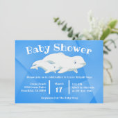 Beluga Whale Blue, White Arctic Ocean Baby Show Einladung (Stehend Vorderseite)