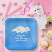 Beluga Whale Blue, White Arctic Ocean Baby Show Pappteller (Party)
