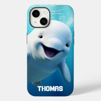 Beluga Whale Cartoon Blauer grüner arktischer Ozea Case-Mate iPhone 14 Hülle