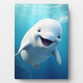 Beluga Whale Cartoon Blauer grüner arktischer Ozea Fotoplatte (Vorderseite)