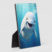 Beluga Whale Cartoon Blauer grüner arktischer Ozea Fotoplatte (Seite)