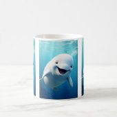 Beluga Whale Cartoon Blauer grüner arktischer Ozea Kaffeetasse (Mittel)