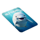 Beluga Whale Cartoon Blauer grüner arktischer Ozea Magnet (Rechte Seite)