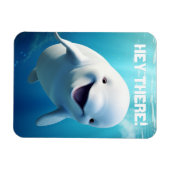 Beluga Whale Cartoon Blauer grüner arktischer Ozea Magnet (Horizontal)
