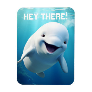 Beluga Whale Cartoon Blauer grüner arktischer Ozea Magnet