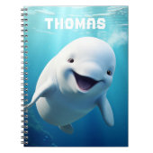 Beluga Whale Cartoon Blauer grüner arktischer Ozea Notizblock (Vorderseite)