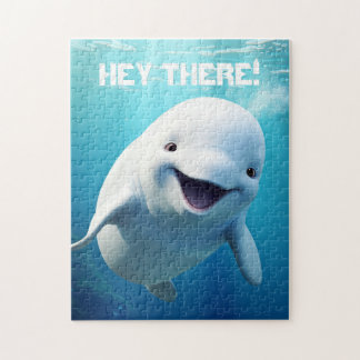 Beluga Whale Cartoon Blauer grüner arktischer Ozea Puzzle