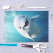 Beluga Whale Cartoon Blauer grüner arktischer Ozea Seidenpapier (Handwerk)