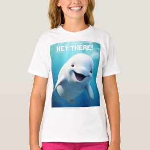 Beluga Whale Cartoon Blauer grüner arktischer Ozea T-Shirt